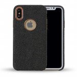 Wholesale iPhone X (Ten) Wool Style Armor Hybrid Case (Black)